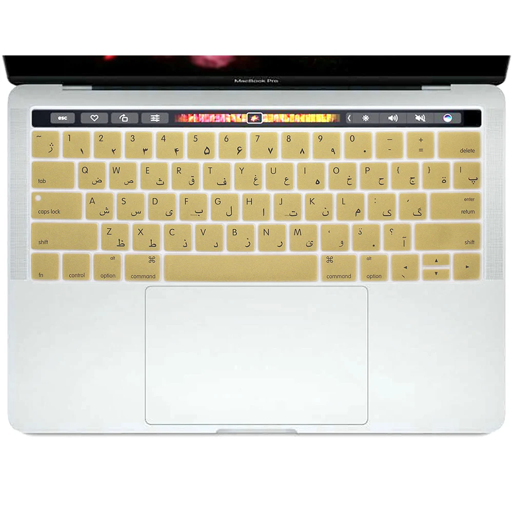 Metallic Gold КРЗ арабский силиконовая клавиатура кожного покрова для Mac Pro 1" A1706 A2159Pro 15" A1707 // выпуска с сенсорной панелью США Версия - Цвет: Metallic Gold