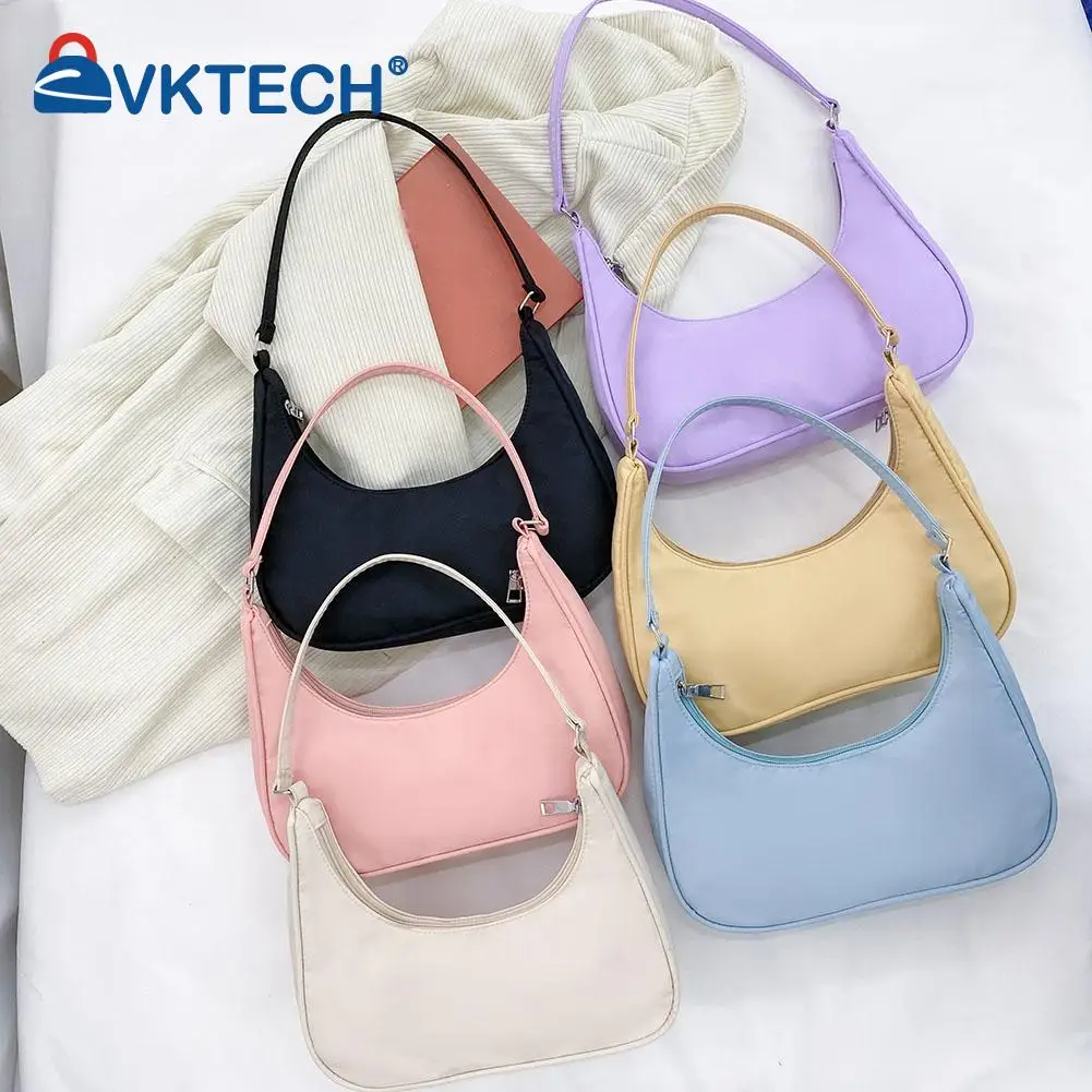 

Fashion Women Pure Color Shoulder Underarm Hobos Bags Casual Ladies Zipper Small Purse Top-handle Handbag