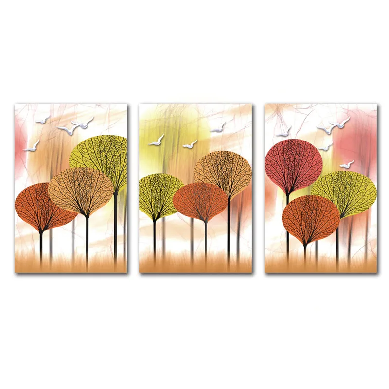 

Abstract Style Mural Red Yellow Green Forest Frameless Poster Home Bedroom Fresco Living Room Decoration Canvas Painting Print