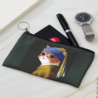 new ideas fantastique funny cat pattern women and men coin purse girls lady wallet pouch small canvas bag with a zipper fashion