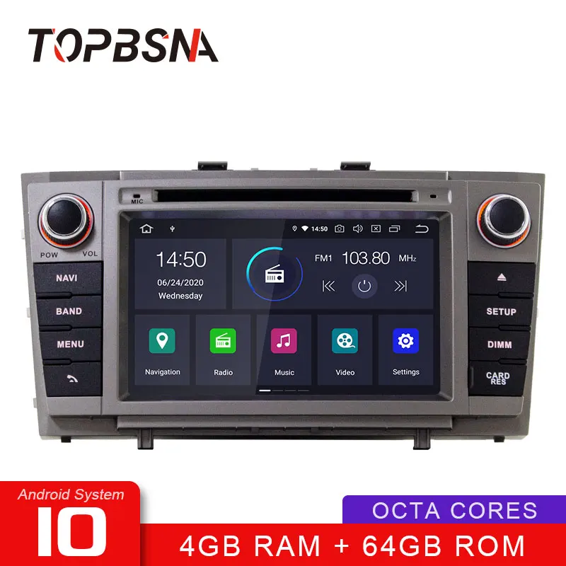 TOPBSNA автомобильный DVD плеер Android 10 для Toyota T27 Avensis 2008 2013 GPS навигация Мультимедиа 2 Din