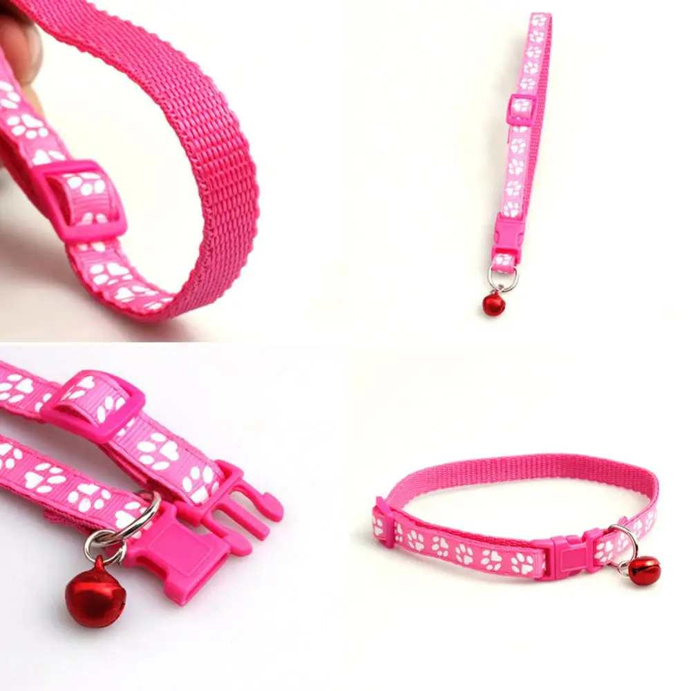 

New Cute Bell Collar Fashion Dog Puppy Cat Kitten Buckle Cute Paw Print Bell Adjustable artoon Funny Footprint Pet Collar Animal