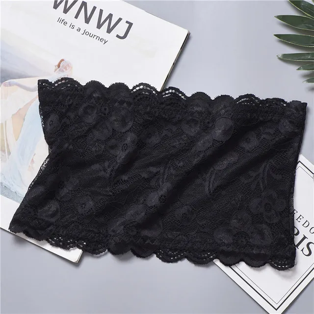 Сексуальные кружева Bralette труба топы бандо Лето Для женщин кружевной бюстгальтер танки топы бандо Жилет для девочек нижнее белье сексуальное женское белье плюс Размеры - Цвет: No Pads Black