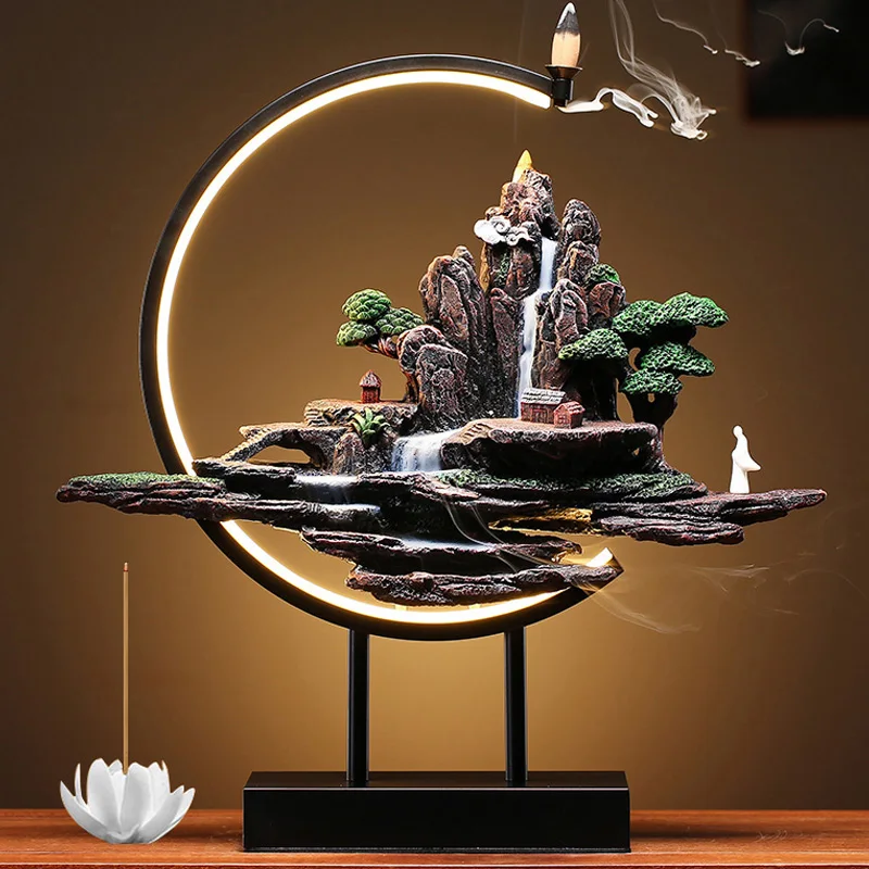 

Mountain Incense Burner Holder Smoke Fountain Indoor Waterfall Incense Burner Zen Garden Porta Decoracion Para El Hogar YD50XL