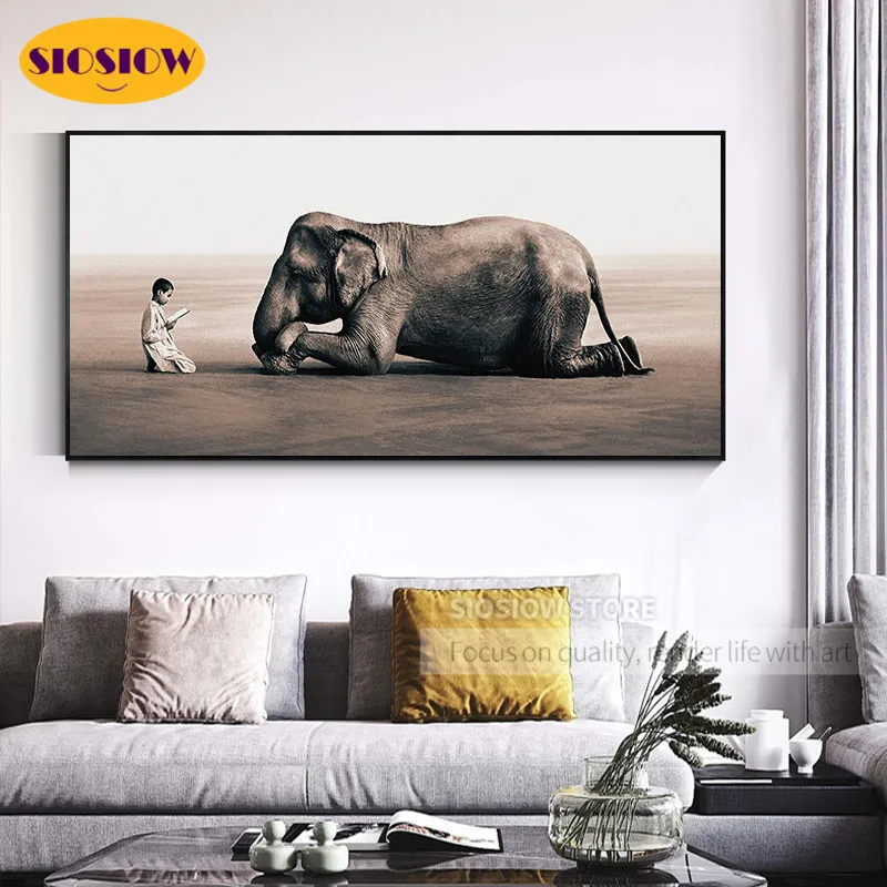 Черно белого цвета с изображением слона Детские 5D DIY алмазная живопись полный