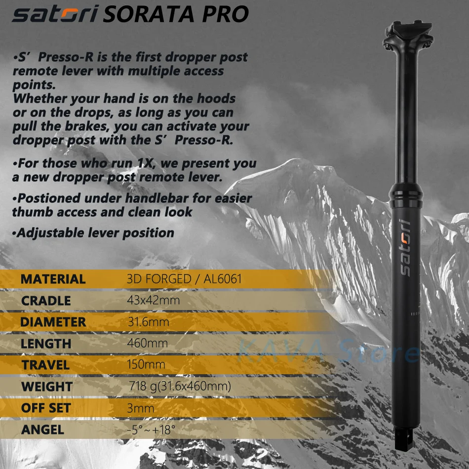 Satori height adjustable seatpost dropper 150mm travel Diameter 30.9/31.6mm*460mm internal cable wire remote control bike part | Спорт и