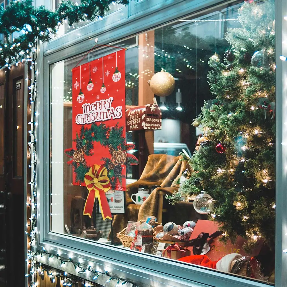 NewChristmas оформление окон и дверей ткань подвесной флаг стены атмосферу дома