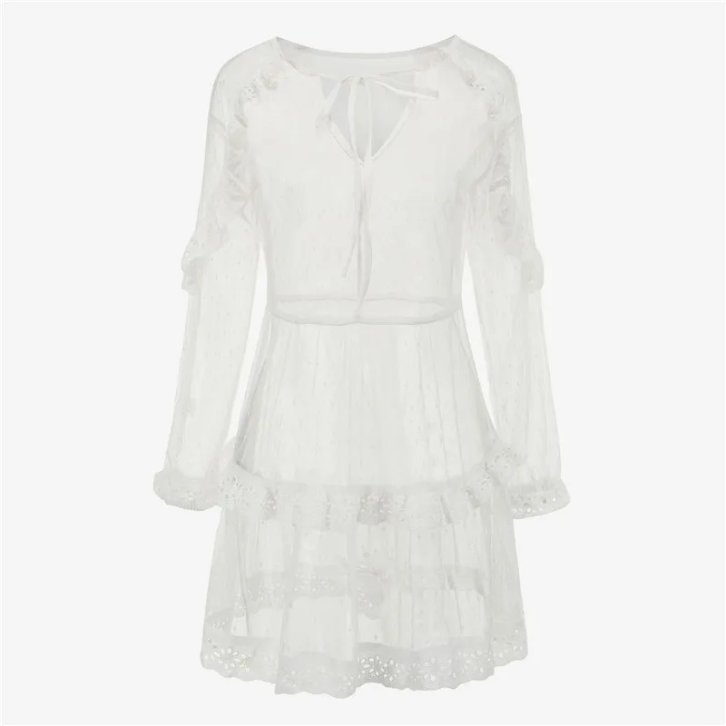 Перспективное Сетчатое вязаное крючком пляжное платье для женщин 2019 летнее