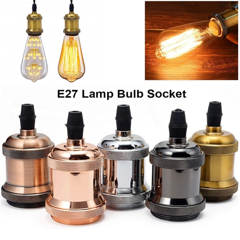 

Vintage e27 Socket Led Lamp Base Holder Industrial Fitting e27 Cap 110/220V DIY Aluminum Retro Decoration Fixture Light Base