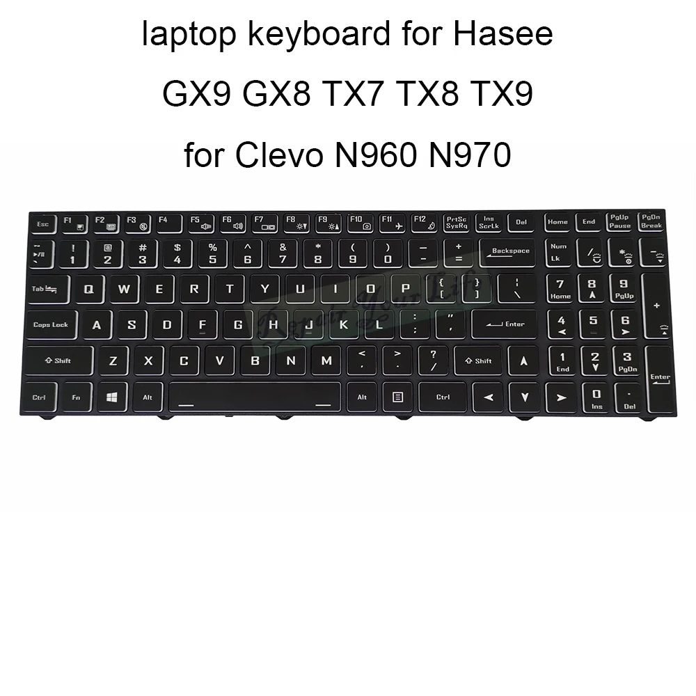 Клавиатура с американской подсветкой для ноутбуков Hasee GX9 GX8 TX9 TX8 TX7 Clevo N960 N970 system76