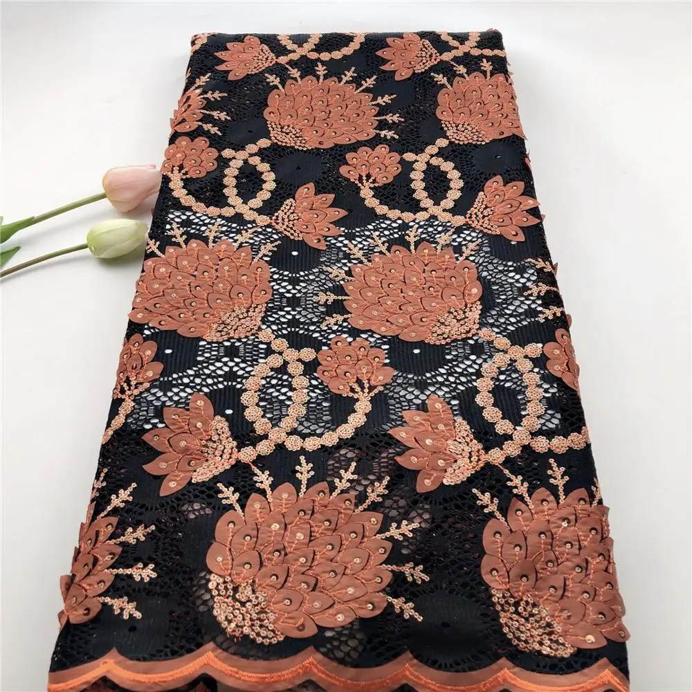 

2019 Latest African Mesh Lace Fabric With Sequins French Tulle Lace Fabric Embroiderey Sequins Lace For Nigerian Evening Party