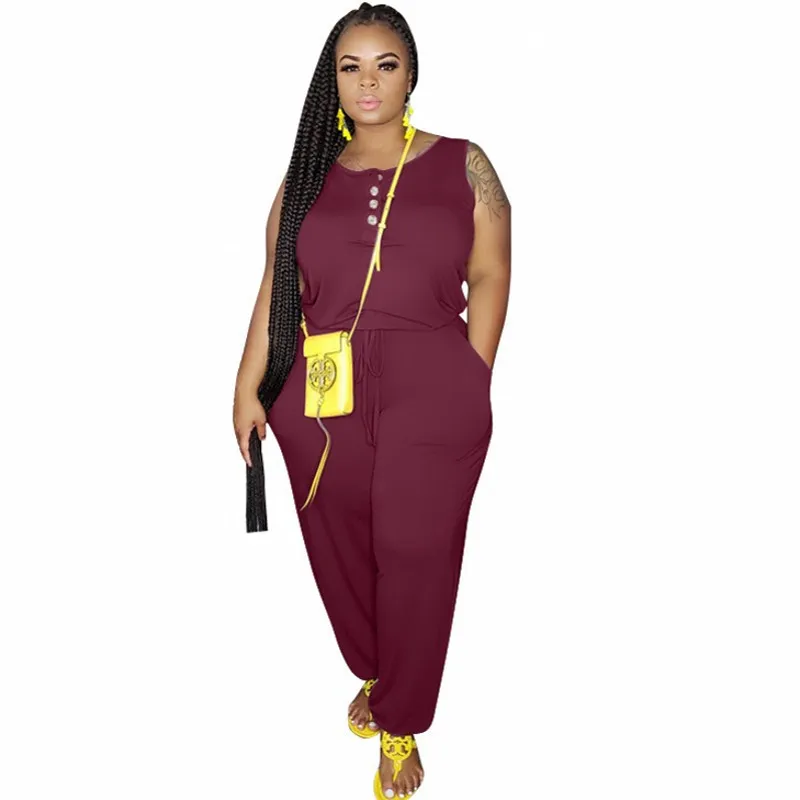 

Женский трикотажный комбинезон с круглым вырезом, без рукавов, на пуговицах