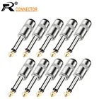 10 шт., чехол из цинкового сплава, 14 дюйма, штекер 6,35 мм, моно штекер, позолоченный, гитарный эффект, педаль, микрофон, разъем