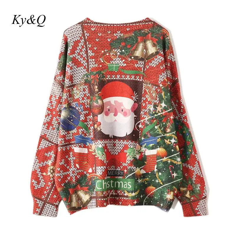 Winter Fashion Ugly Christmas Sweater Women Red New Loose 2019 Korean Oversized Lazy Cartoon Anime Pattern Chic Pullover Jumper |