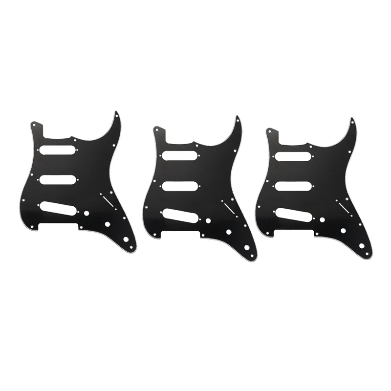 

Set Of 3 Ply Black 11 Hole Sss Guitar Pickguard Strat Back Plate Pickup Covers Knobs Guitarra Tips Guitar Parts & Accessories