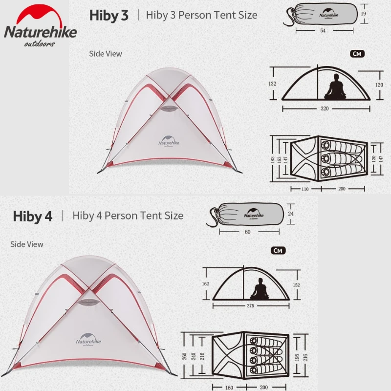 Палатка Naturehike туристическая Ультралегкая на 3-4 человек Модернизированная 20D/40D 1
