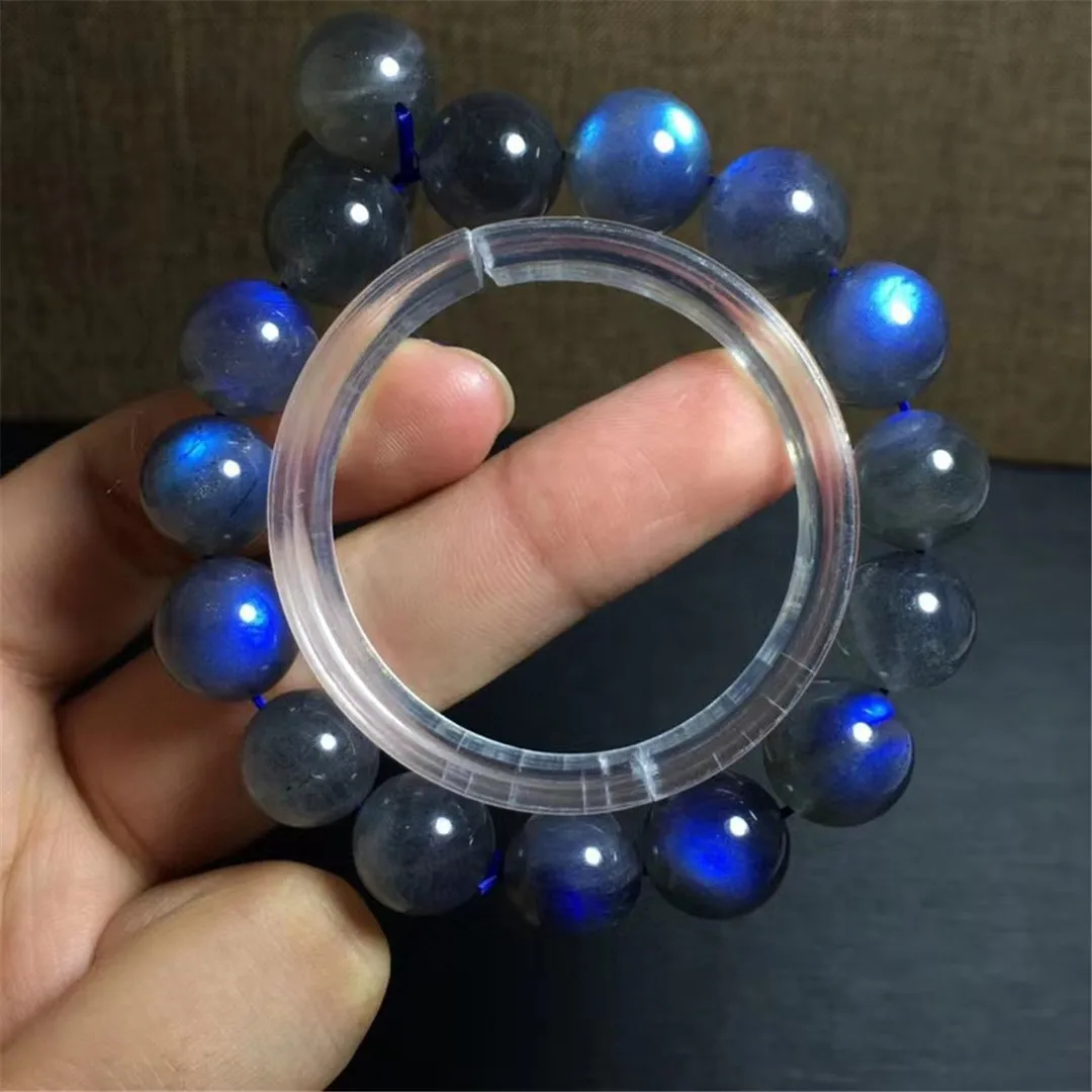 

12mm Natural Labradorite Bracelet For Women Men Healing Gift Crystal Blue Light Beads Moonstone Rare Stone Strands Jewelry AAAAA