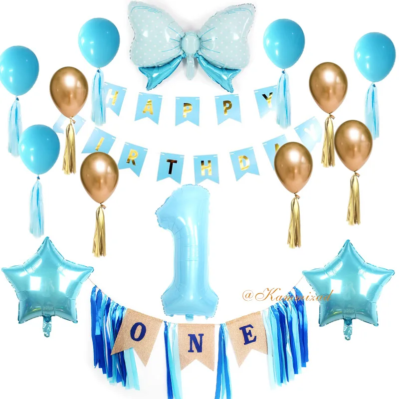 

Pastel Pink Blue Globos 1-9 Birthday Banner Set Gold Foil Tassel Baby Shower Decorations Balloons Kid Birthday Party Decor