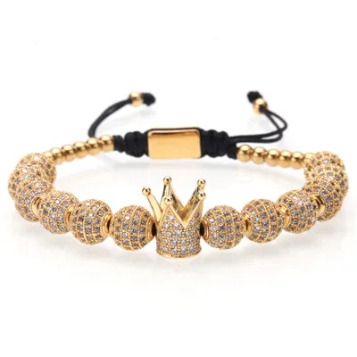 Style K Mcllroy, браслет с короной, мужские амулеты, роскошные золотые бусины макраме, браслеты для женщин, Pulseira Masculina, плетеные мужские браслеты - Окраска металла: Style K