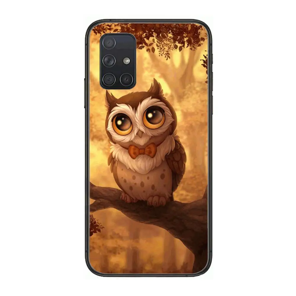

Animal owl Phone Case Hull For Samsung Galaxy A 50 51 20 71 70 40 30 10 E 4G 5G S Black Shell Art Cell Cover