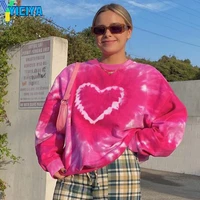 yiciya tie dye heart print y2k hoodies women casual loose sweat oversized sweatshirts pink kawaii long sleeve pullovers crop top