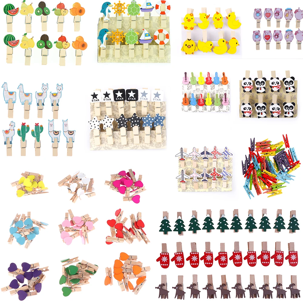 10Pieces Mini Cartoon Heart Wooden Clothes Photo Paper Peg Pin Clothespin Craft Postcard Clips Home Wedding Party DIY Decoration | Дом и сад