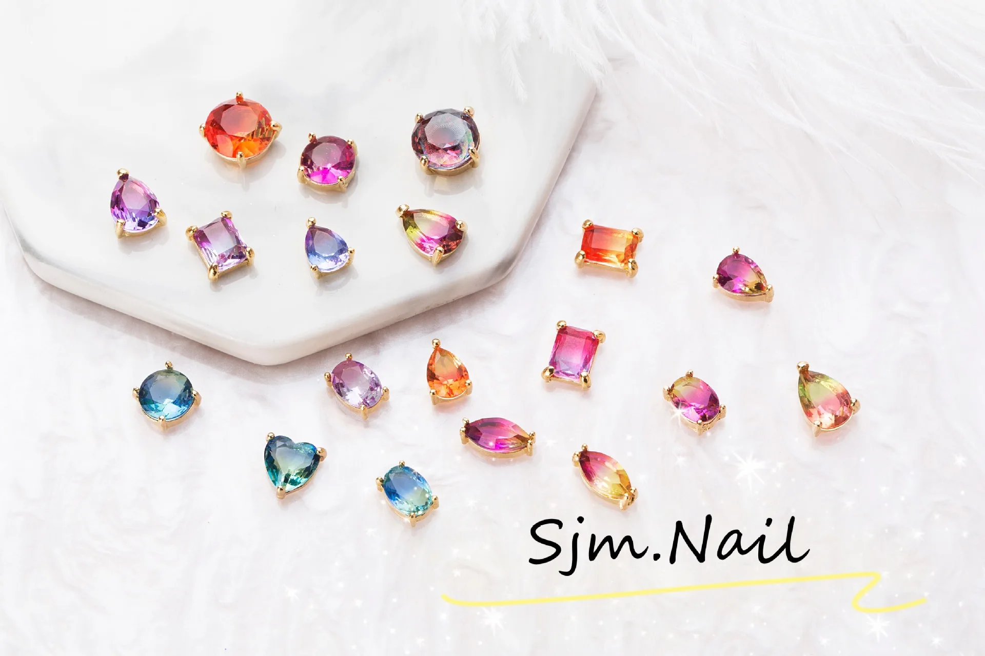 

10pcs Nails Accessories Nail Jewelry Zircon Gradient Color 3d Charms Large Nail Gem Luxury Design Logo Nail Parts Japan Decor