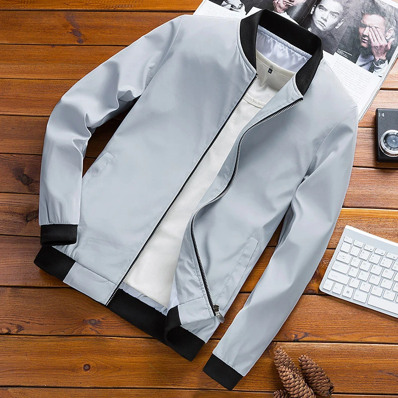 

Outwear Slim Fit Solid Color Coats Fashion Man Streetwear Baseball Jackets Clothing Spring Men's Bomber Jackets Male