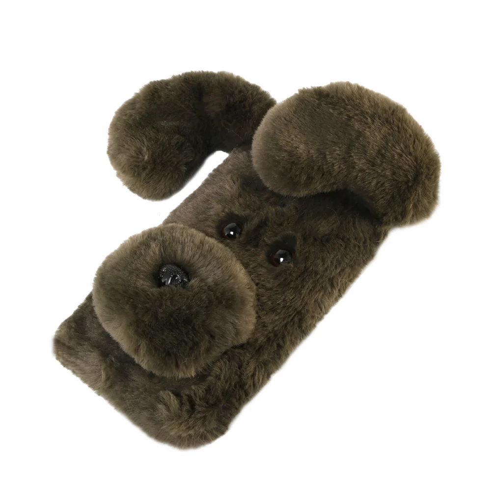 Мягкий плюшевый чехол для телефона с рисунком собаки милый Модный зимний теплый