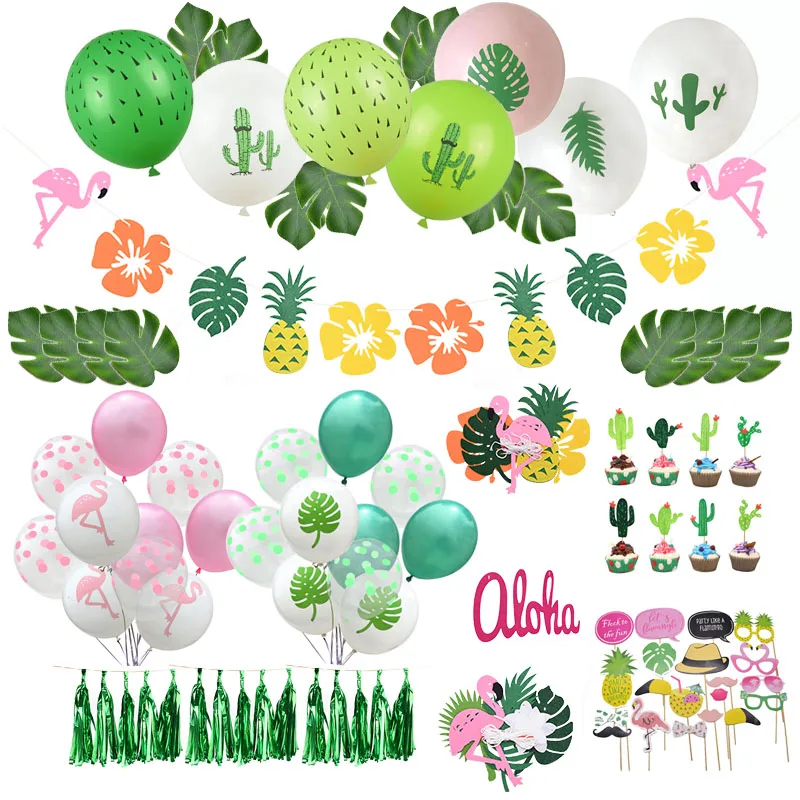 Декор для гававечерние фламинго ананас тропические листья флажки алохи баннер