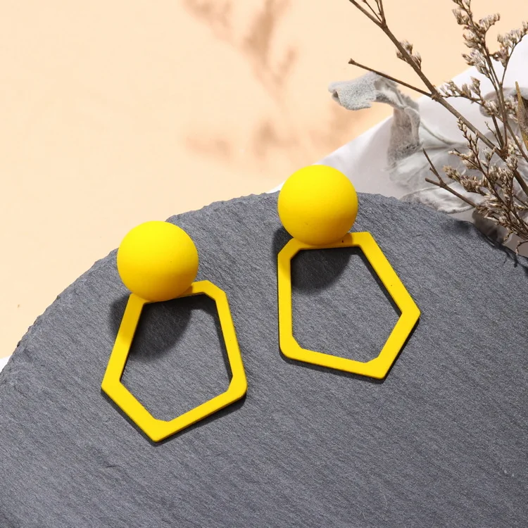 2019 корейские массивные круглые геометрические серьги желтые Висячие для женщин