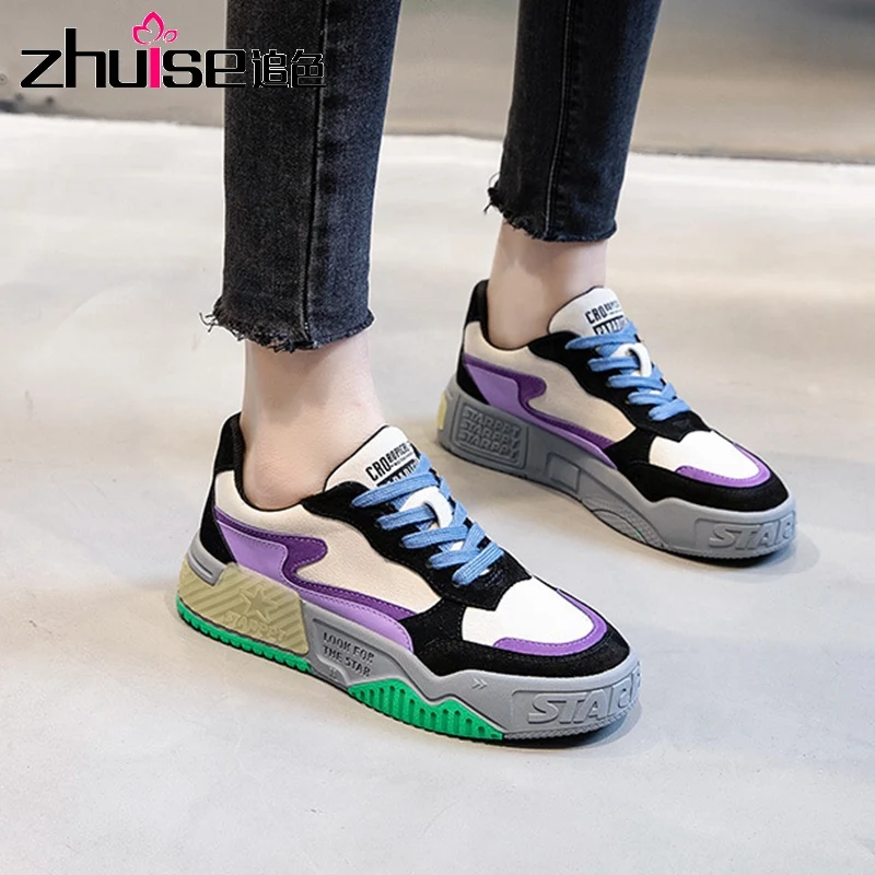 Обувь из натуральной кожи Женские кроссовки на платформе Высокие модные