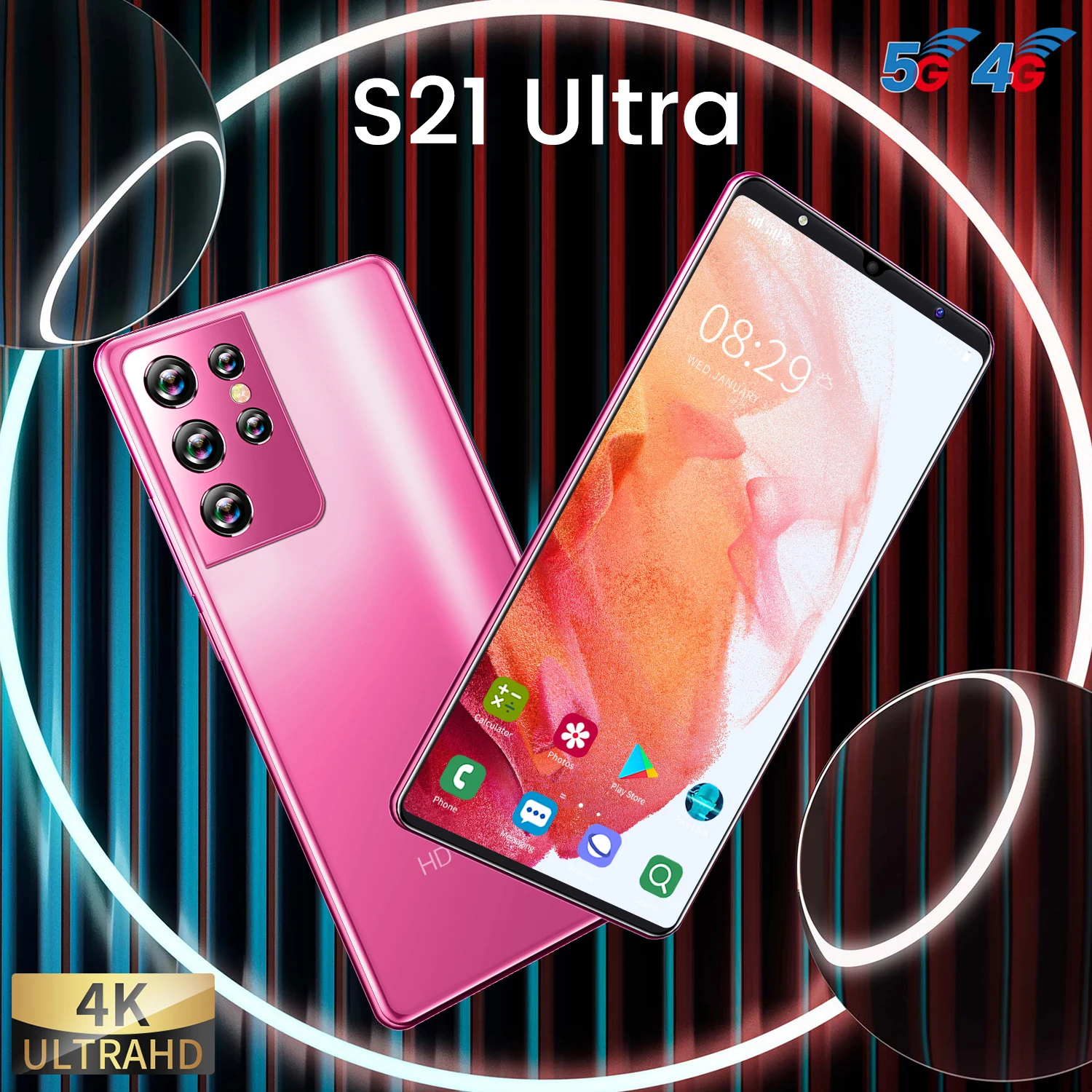 

S21 Ultra 5.0 Inch Cellphone Hot Global Version 5000mAh 16+32MP 6+128GB HD Full Screen Face Unlock 4G 5G Android 10 Mobilephone