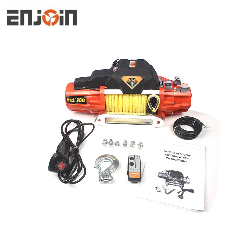 

ENJOIN electric winch 12000 lbs 12v with cable or strap 4x4 recovery off road winch(waterproof winch)