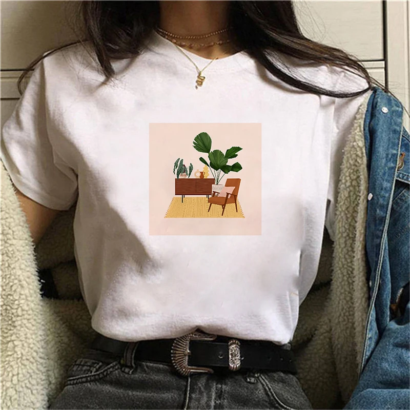 

Vogue Princess Kawaii Harajuku T Shirt Women Ullzang Cute T-shirt Green plants Graphic Tshirt Short Sleeve Funny Girls Tshirt