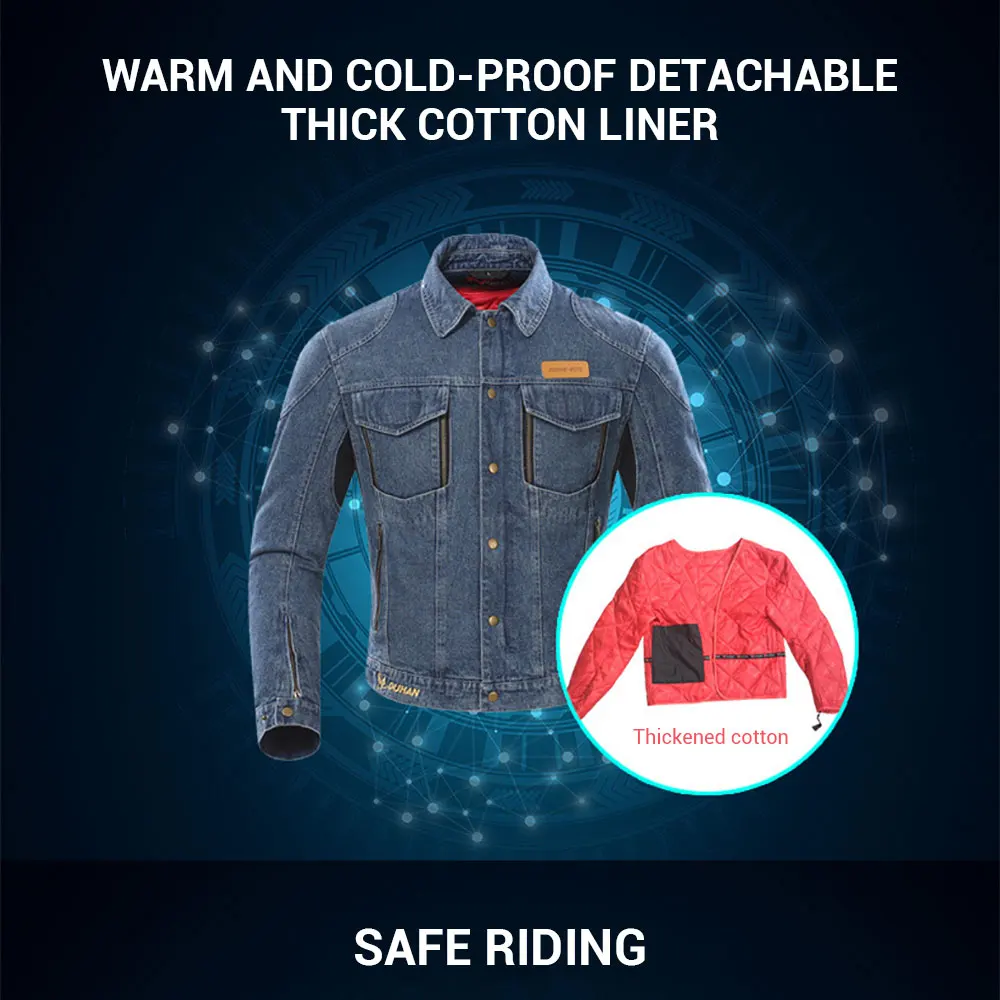 Мотоциклетная куртка HEROBIKER Мужская джинсовая для мотокросса ветрозащитная