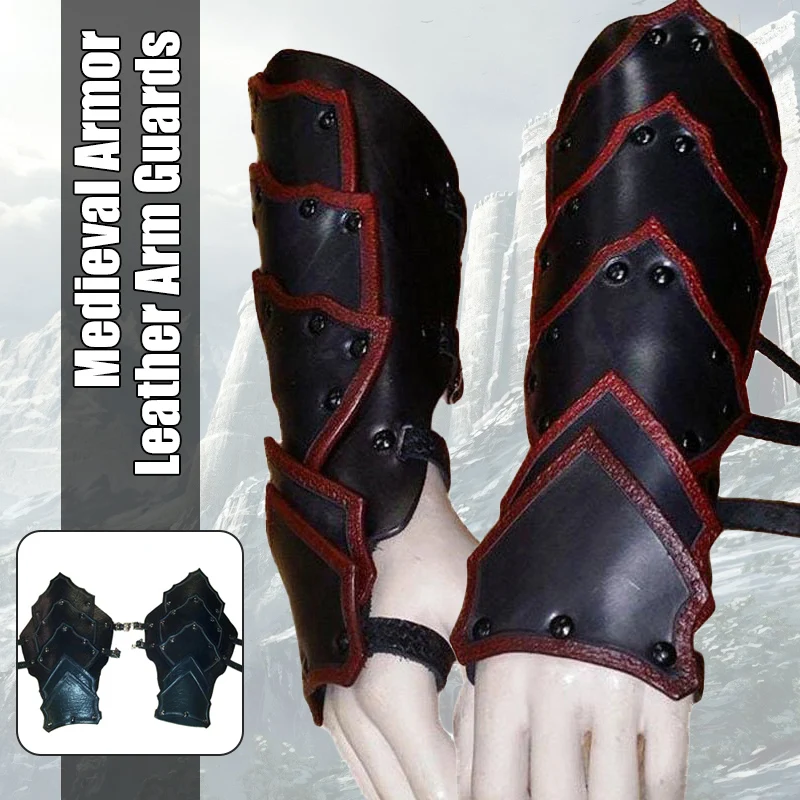 

Men Medieval Battle Warrior LARP Knight Arm Wrist Bandage Leather Armor Bracer Rivet Steampunk Arm Guard Armor Cuff Cosplay