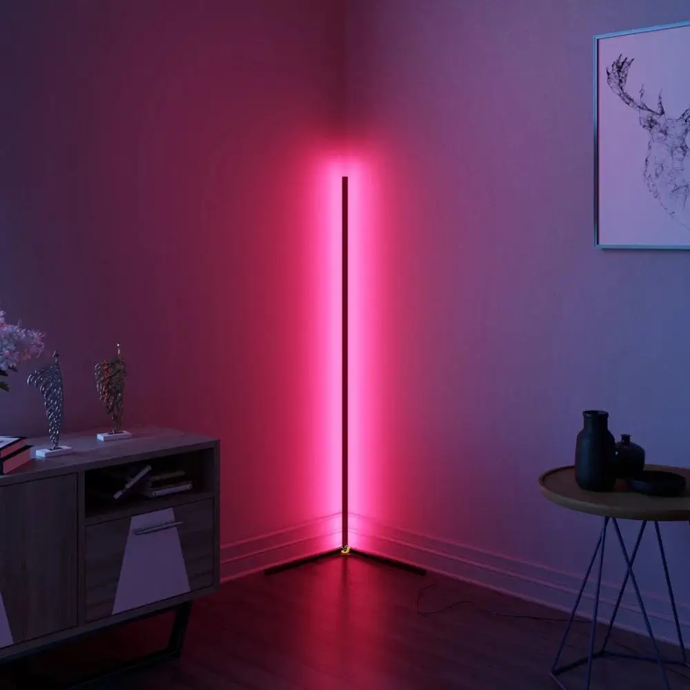 

Modern Corner LED Floor Lamps Floor Lights Interior Atmosphere Colourful Bedroom Living Room Decoration Wood Flooring Tall Lamp