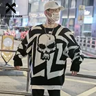 Мужской свободный свитер в стиле хип-хоп, Повседневный пуловер оверсайз с принтом черепа, 11 byb's DARK, KA13