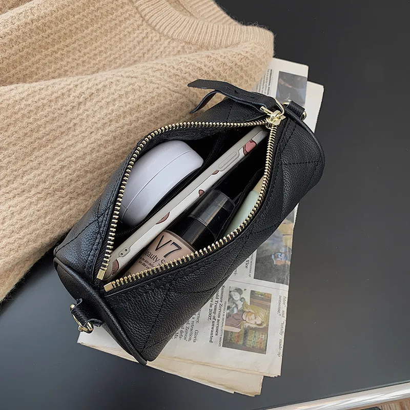 

Black Diamond Lattice Crossbody Bag Luxury Women Designer Chain Quilted Round Bucket Bags Lady High Quality Leather Shoulder Bag