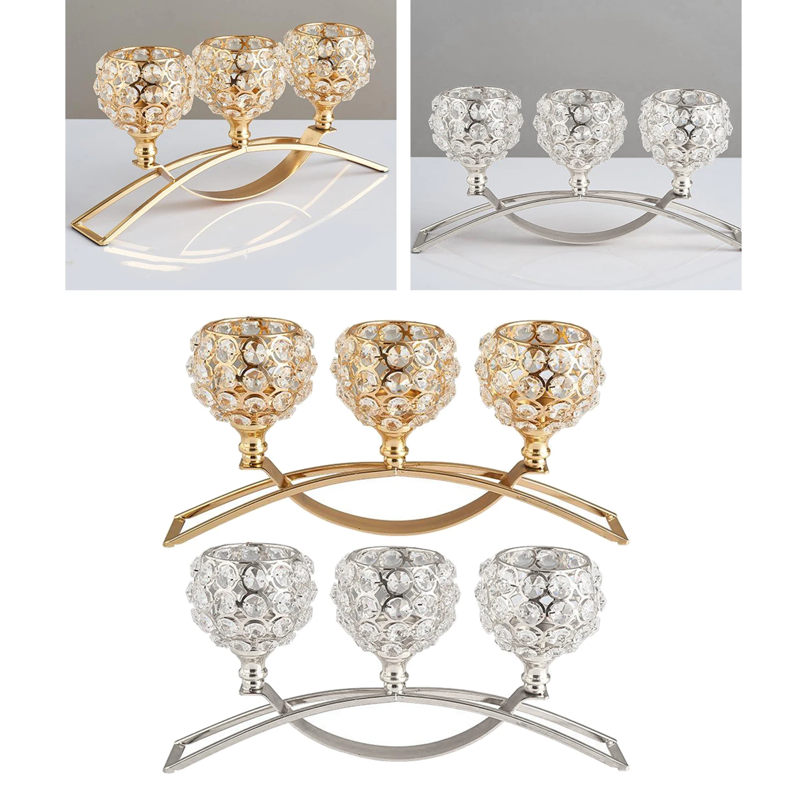 

3 Arm Crystal Candle Holder Arch Design Candelabra Candle Candlestick Holders Home Decoration