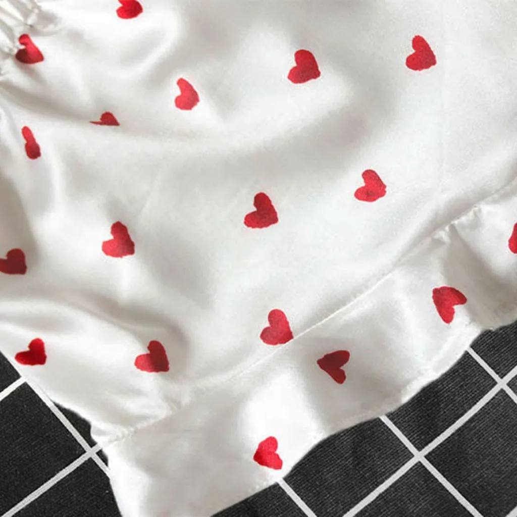 2019 модная летняя Женская атласная пижама в форме сердца одежда для сна шорты