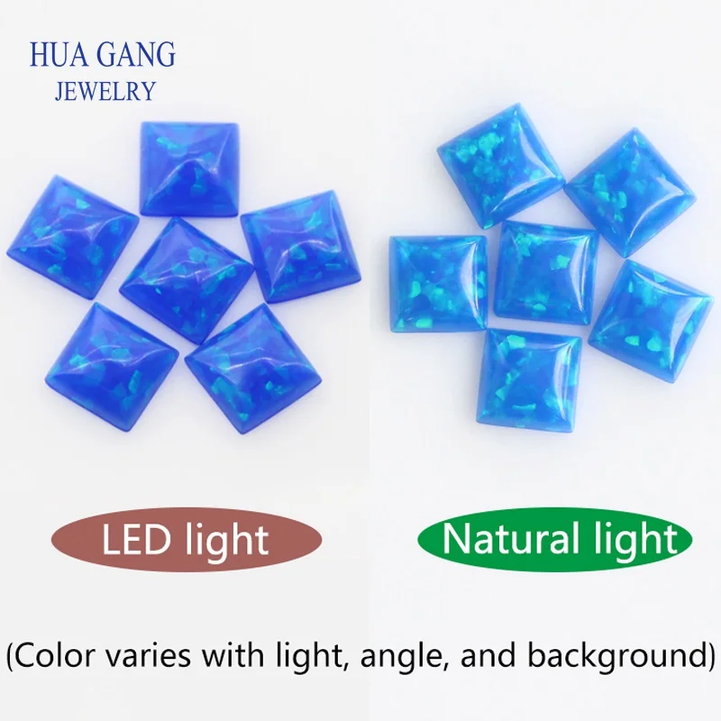 Опаловый драгоценный камень созданный лабораторией квадратная форма плоская