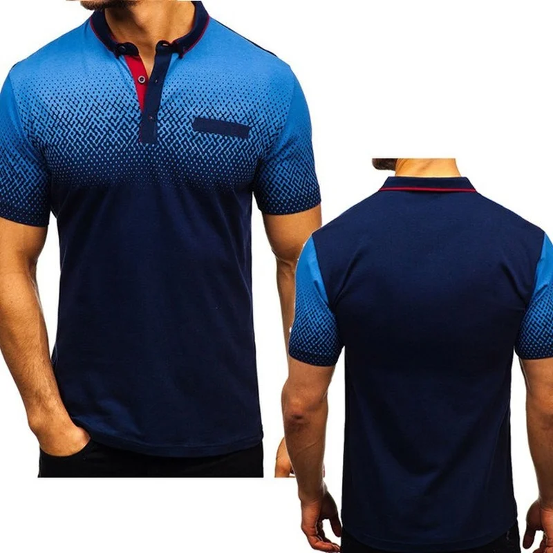 

New 2021 Summer Men's T-Shirt Gradient High Quality Cotton Crew neck Men's short sleeve Casual T-Shirt Tops P