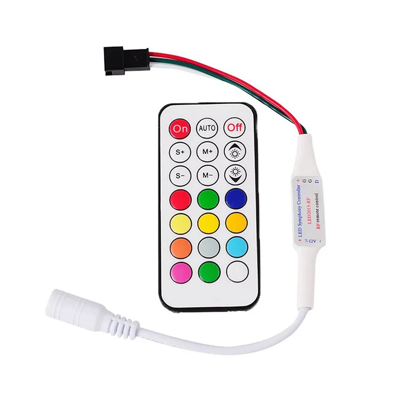 

ИК RF 21Key 7V-12V DIY миниатюсветодиодный светодиодная RGB Пиксельная полоса света контроллер для WS2811 SK6812 WS2812B 1903, с пультом дистанционного управлен...