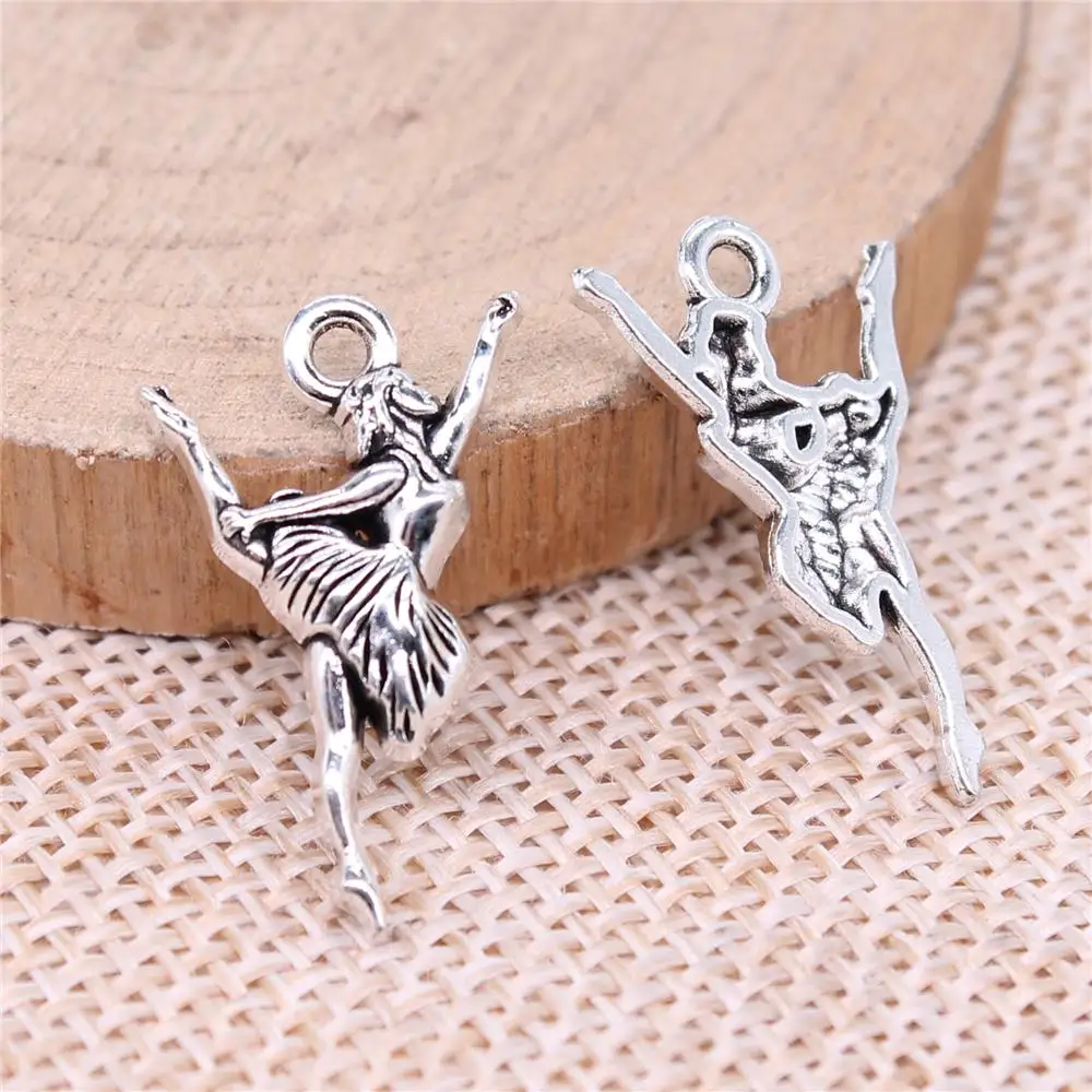 

Ballet Charms For Jewelry Making Findings Handmade DIY Craft 20pcs Antique Silver Color 24x14mm