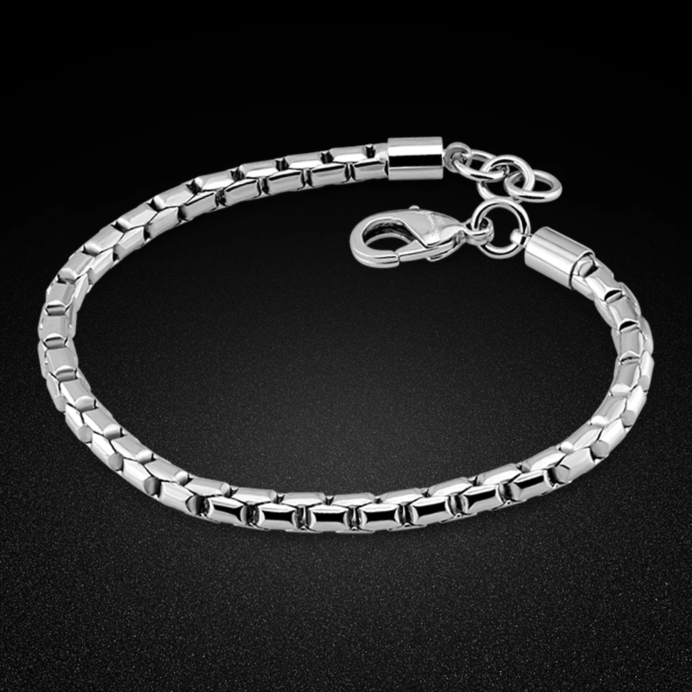 Классический мужской серебряный браслет 925 пробы оригинал серебро 5 мм цепочка в