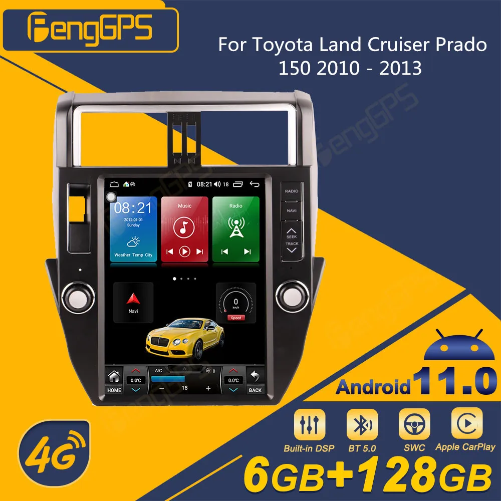 

Автомагнитола 2 Din на Android для Toyota Land Cruiser Prado 150 2010-2013, радиоприемник в стиле Tesla, GPS-навигатор