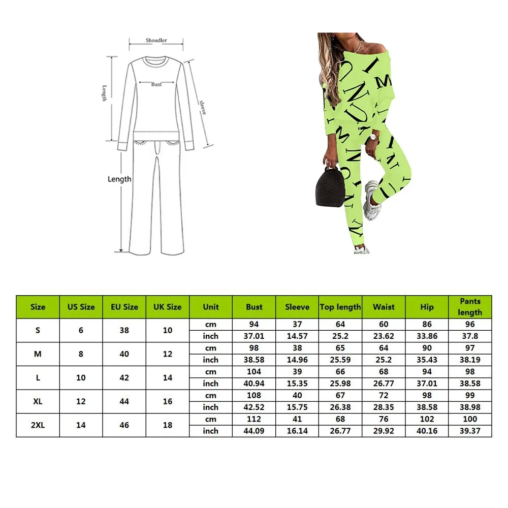 

2021 Spring Casual Outfit Letters Print Long Sleeve Top Women Blouse Pants Tracksuit for Sports 2 pieces set Pullover Sweatshirt