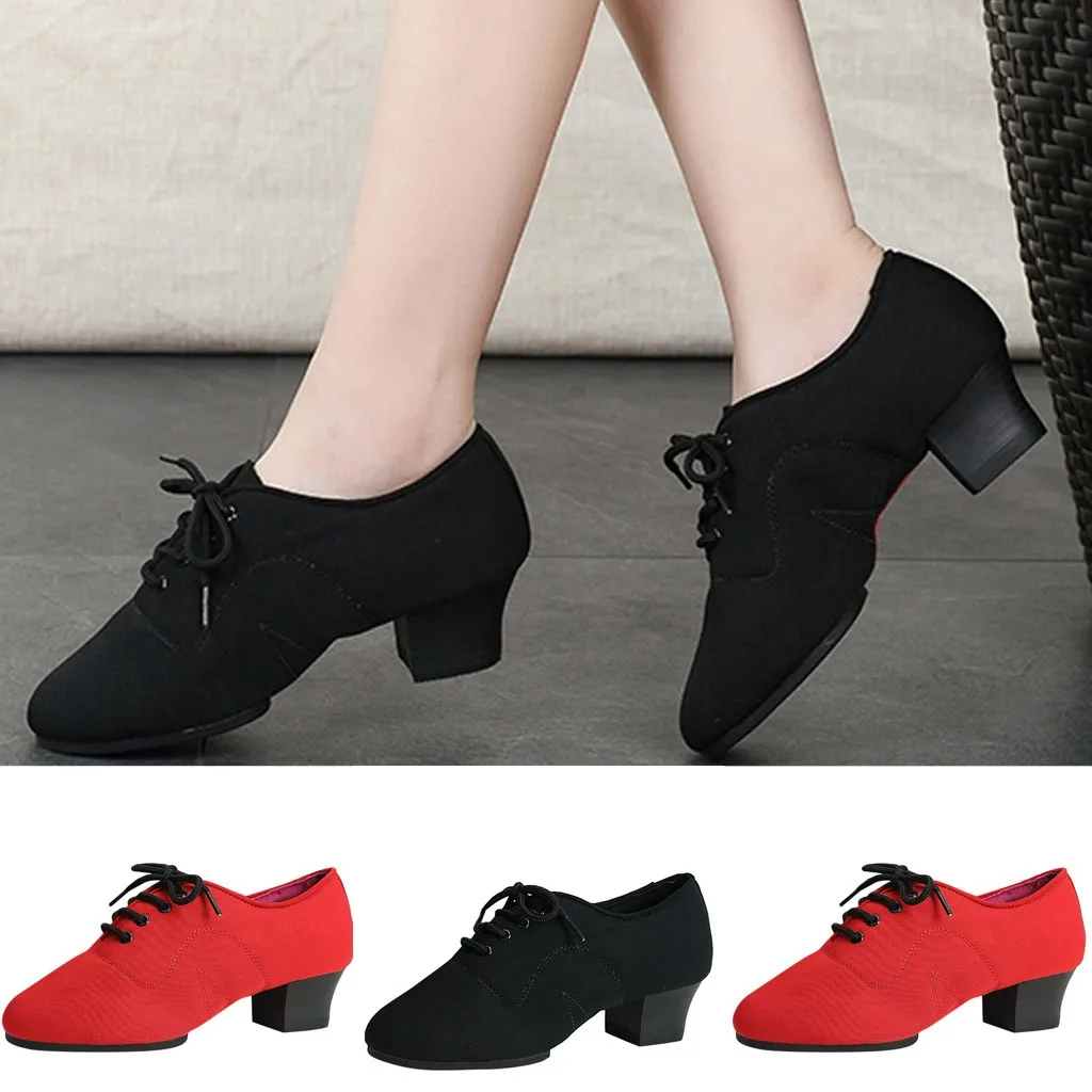 

Shoes Woman Casual Mid Heel Round Toe Lace-Up Thick Bottom Loose Large Size Loose Cloth Fashionable Shoes Woman Casual